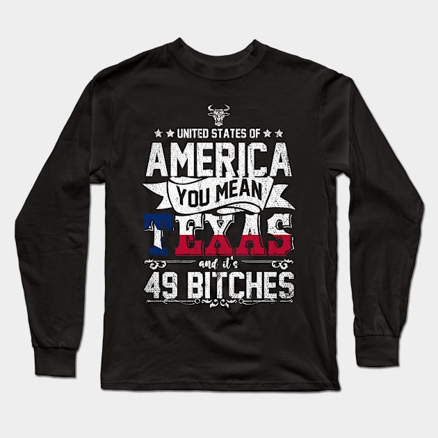 Humor USA Retro Texas Texan Long Sleeve T-Shirt by ShirtsShirtsndmoreShirts